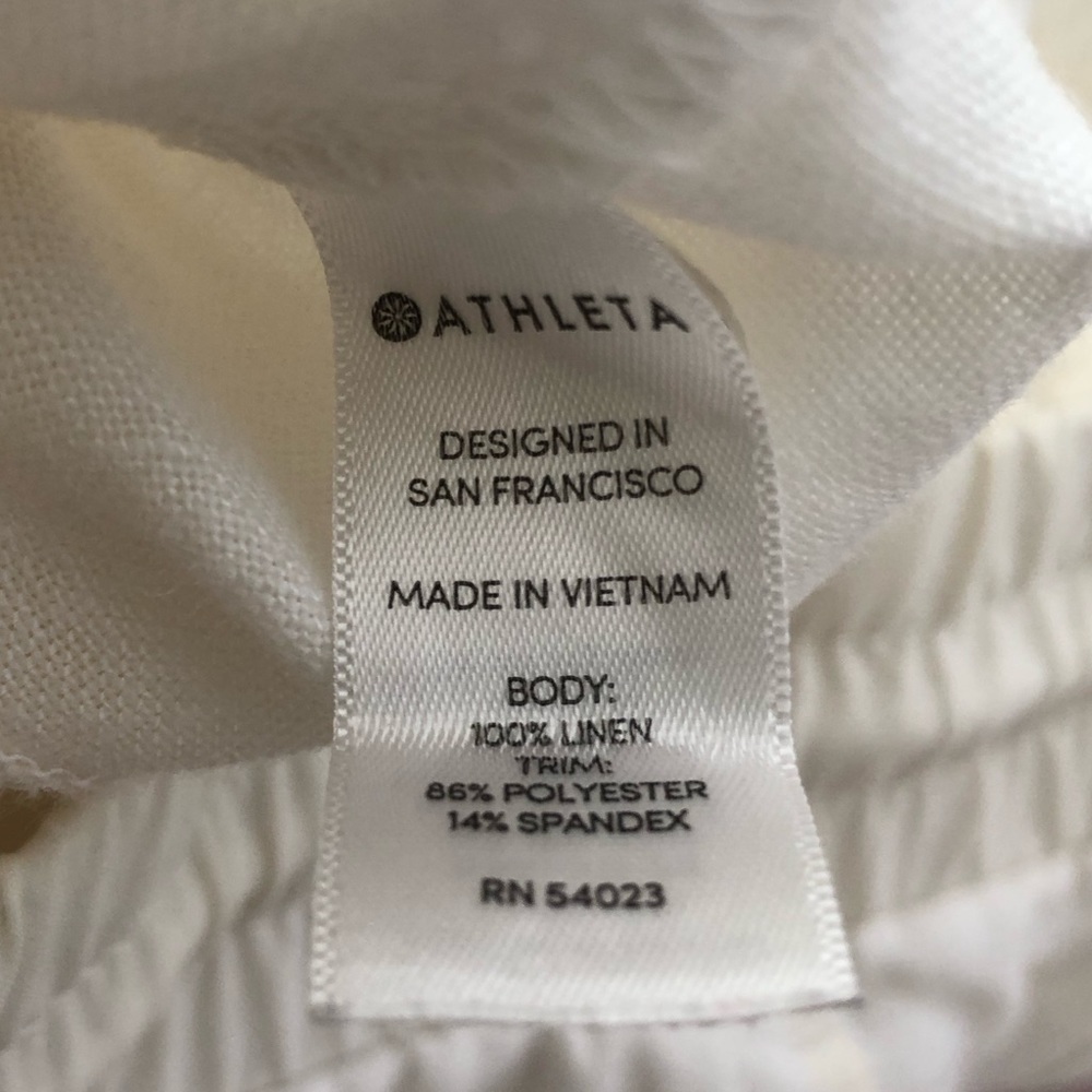 Athleta Bali Cropped Wide Leg White Linen Pants Size 6 - Picture 6 of 8